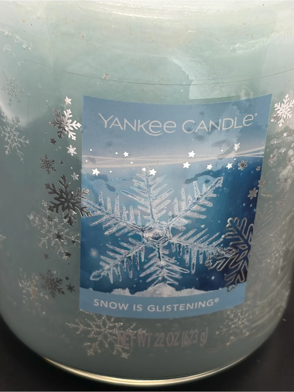 Yankee Candle Snow Is Glistening 22 oz Large Jar Snowflake Winter Discontinued